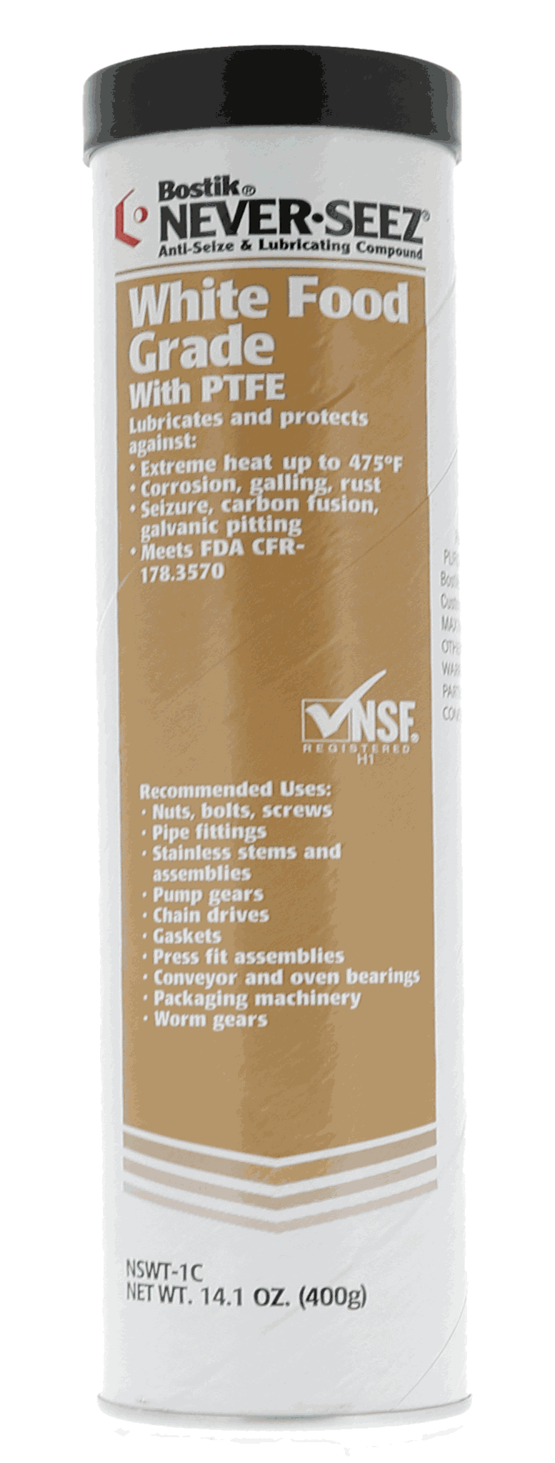 Bostik Never Seez NSWT-1C White Food Grade With PTFE 10.1 oz Cartridge