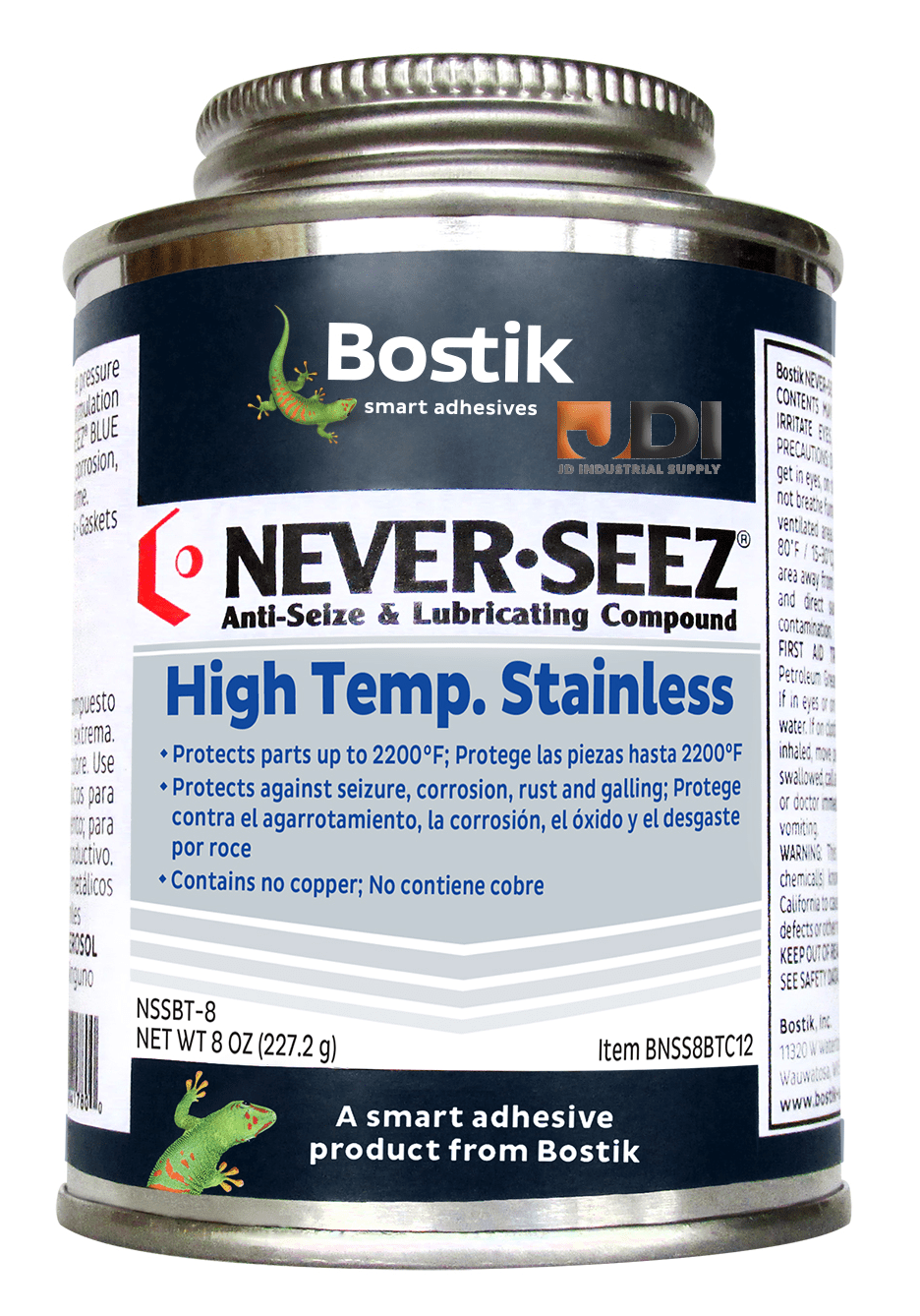 Bostik Never Seez NSSBT-8 High Temperature Stainless 8 oz. Brush Top Can