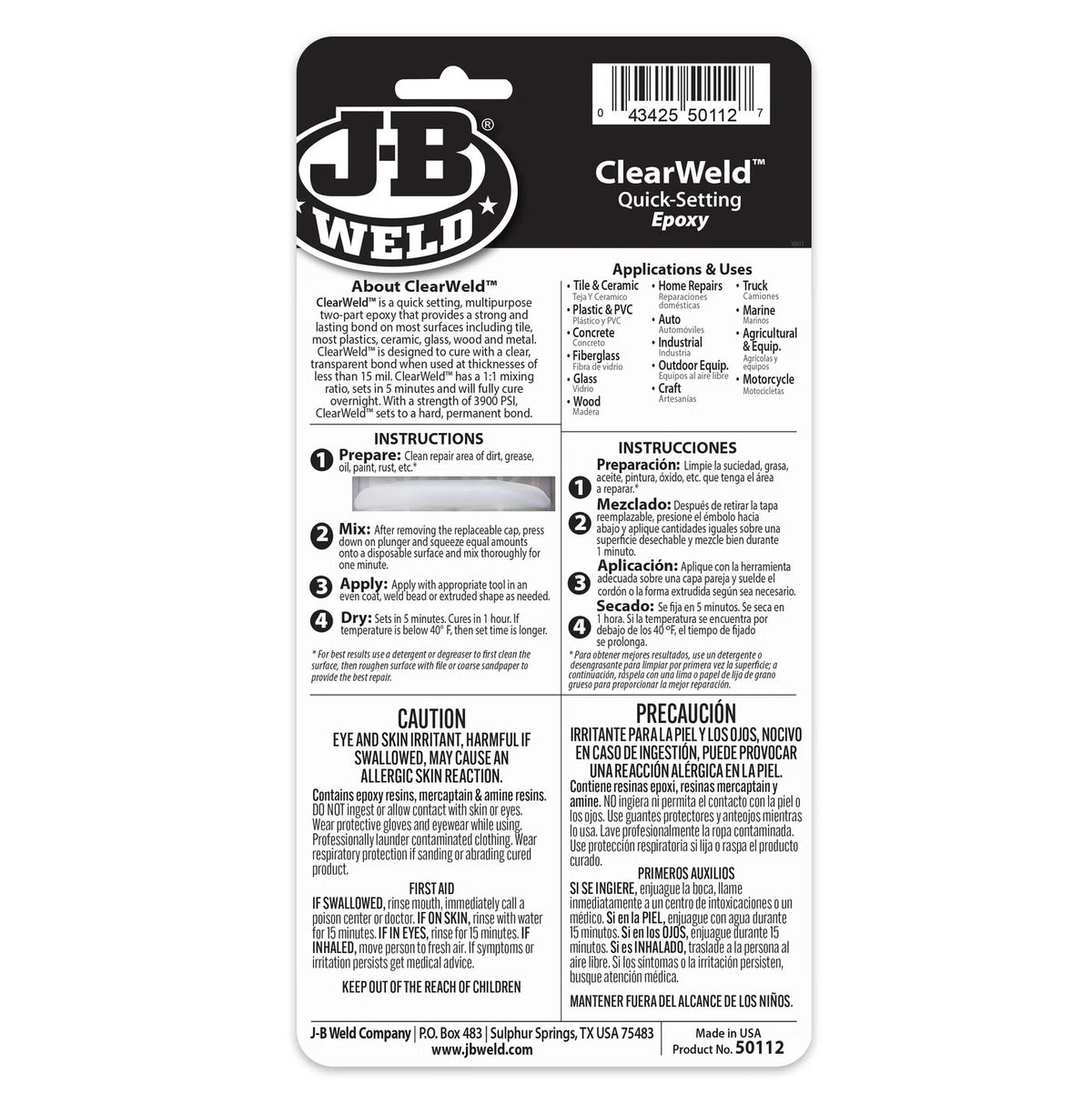 JB Weld Clear Weld Epoxy