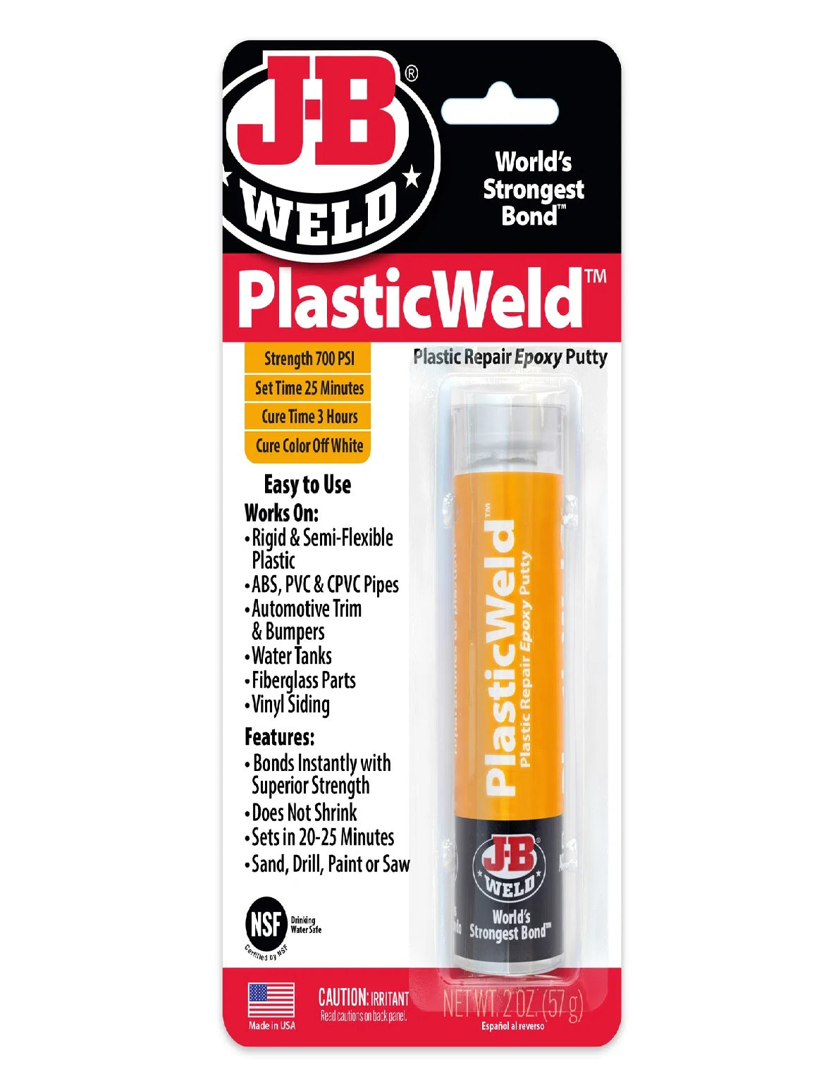 JB WELD PLASTIC WELD EPOXY STICK