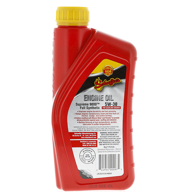 Schaeffer 9000 SAE 5W-30 (QUART) Full Synthetic Engine Oil