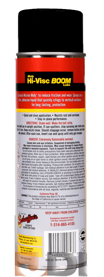 Schaeffer Moly Hi-Visc Boom Lube (14 oz. Spray Can)