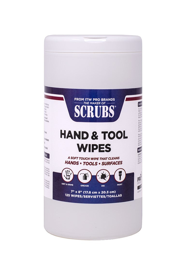 SCRUBS HAND & TOOL WIPES125 COUNT