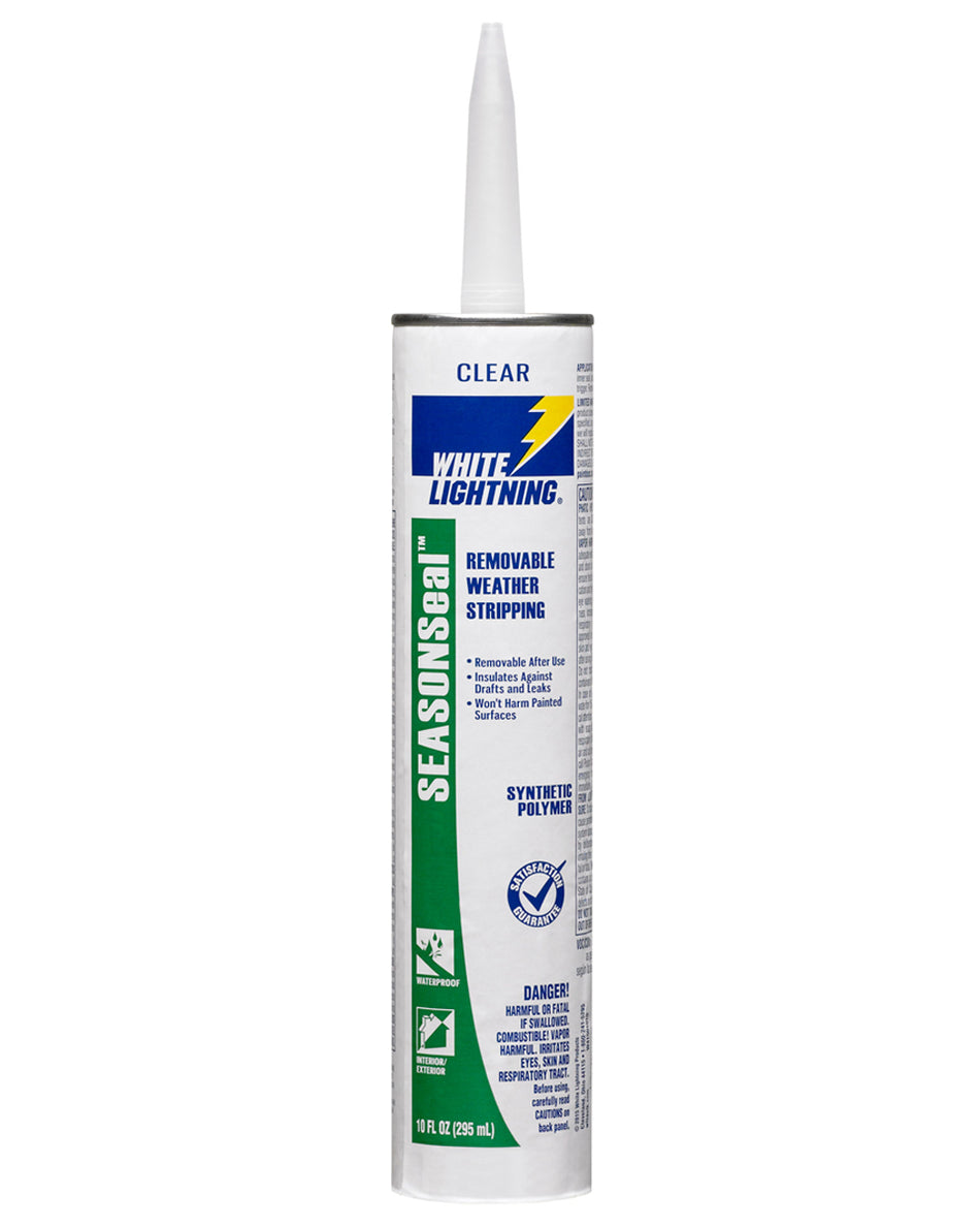 White Lightning SEASONSeal Removeable Weather Stripping Clear (10 oz.)